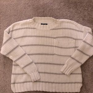 American Eagle Sweater White w/Gray Stripe Medium